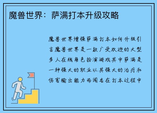 魔兽世界：萨满打本升级攻略